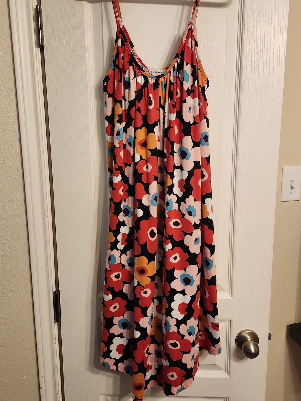 Colorful Floral Slip Dress - Red, Black, White, Yellow, Blue